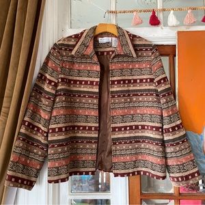 Vintage 90s Embroidered Tapestry Jacket 14 petite